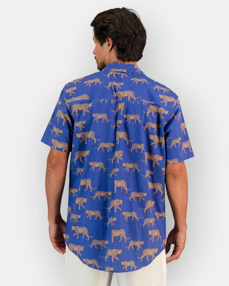 Men's Summer Shirt – Blue Cheetah