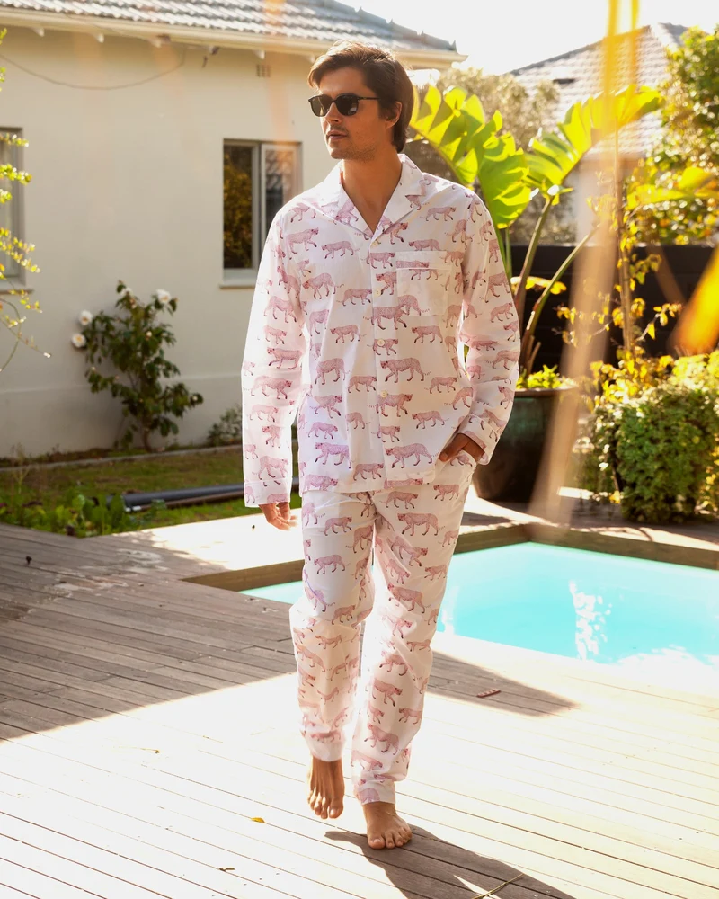 Men's pyjamas – White Pink Cheetah