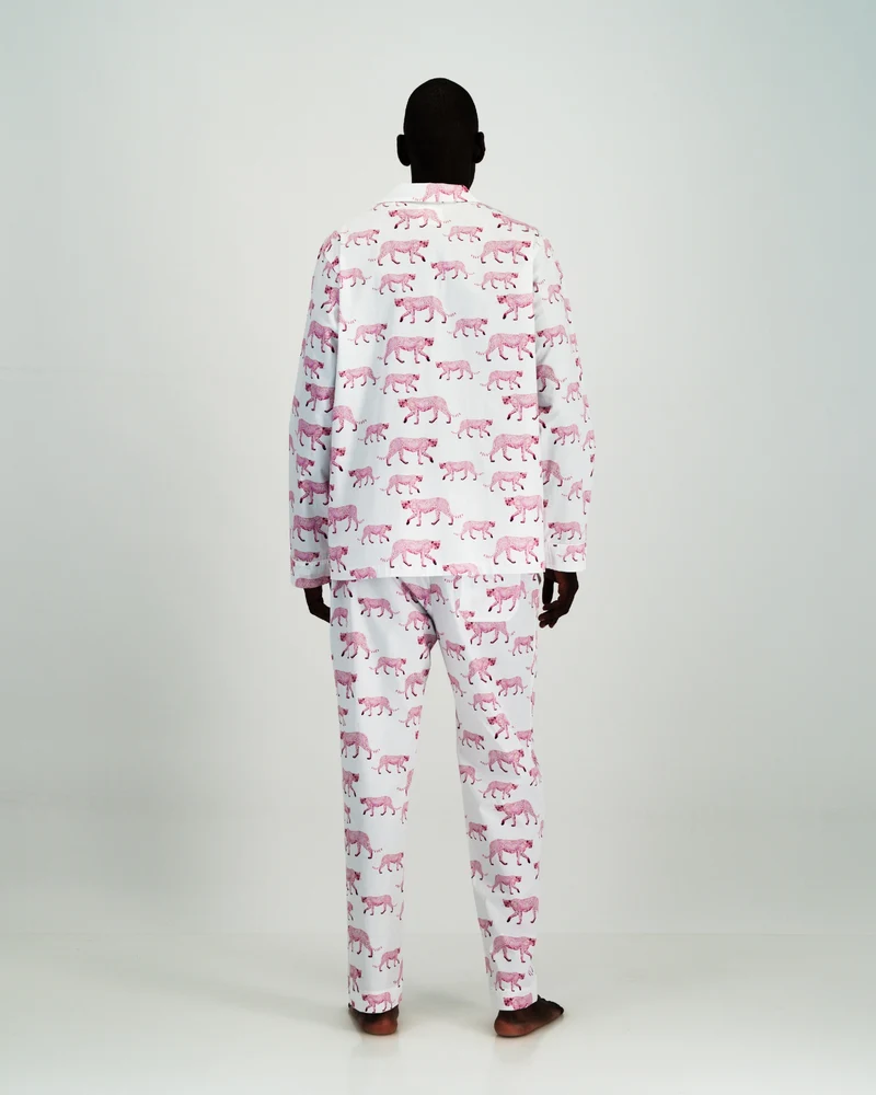 Men's pyjamas – White Pink Cheetah