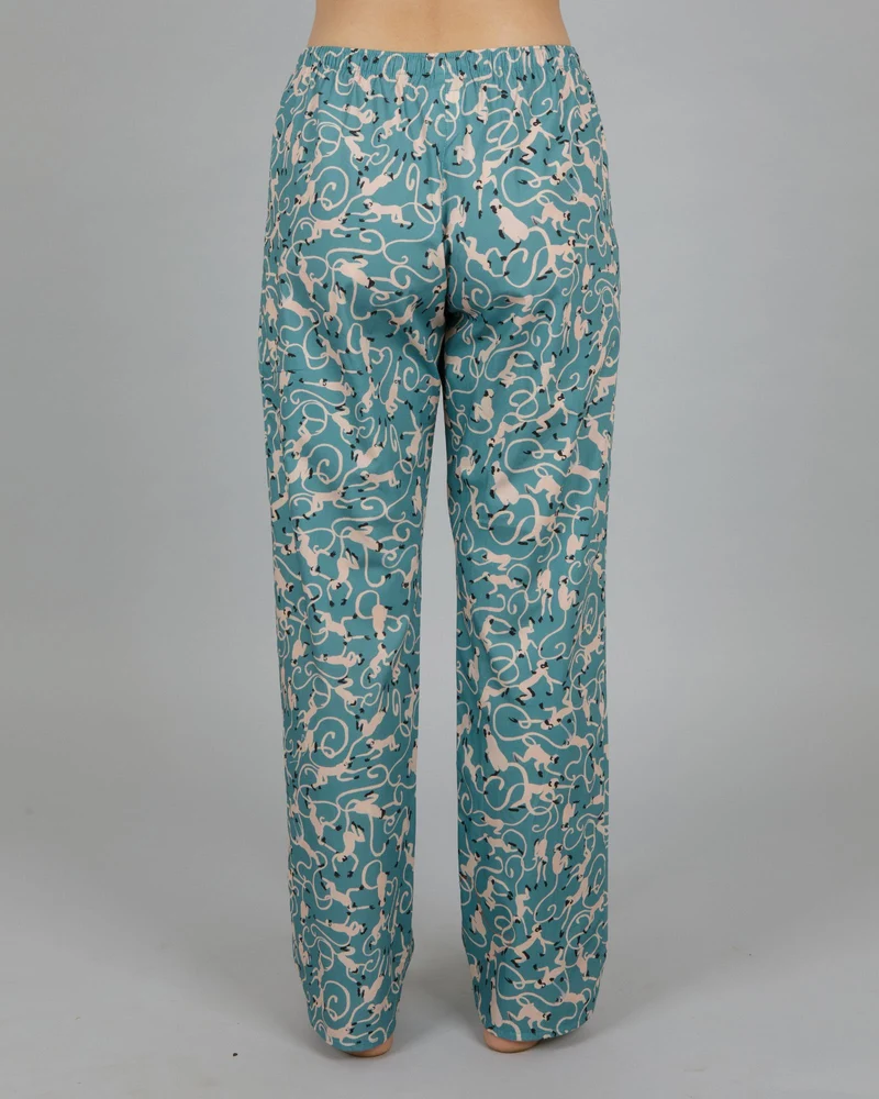 Women's green pjs - Monkey Teal