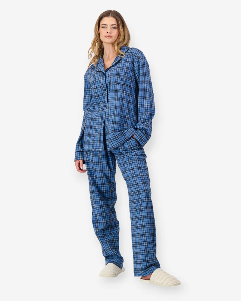 Women's Flannel Pyjamas - Camden Blue