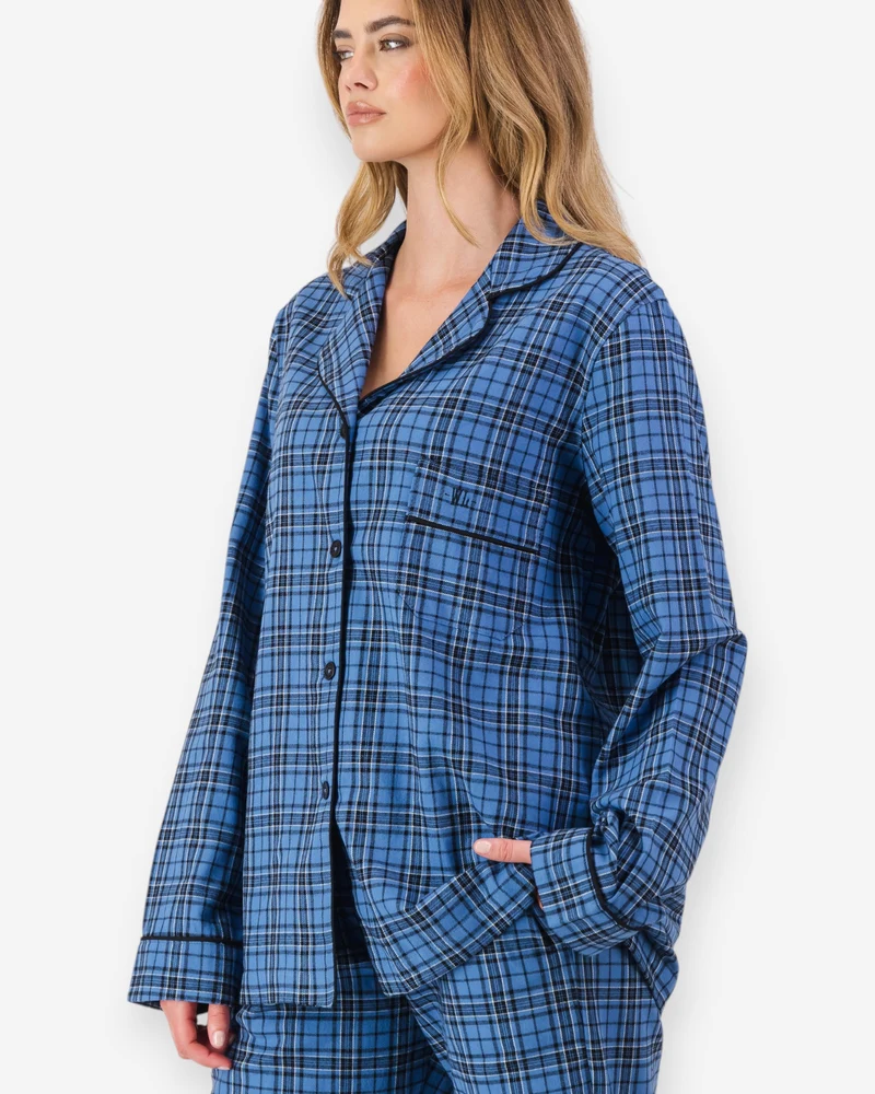 Women's Flannel Pyjamas - Camden Blue