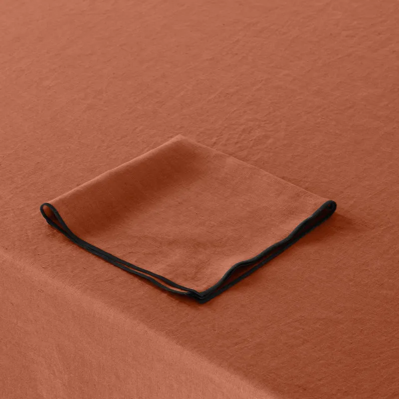 Nappe carrée CARLINA terracotta et bourdon noir