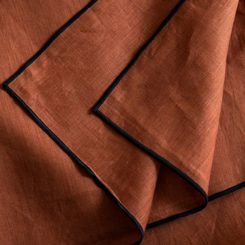 Nappe carrée CARLINA terracotta et bourdon noir