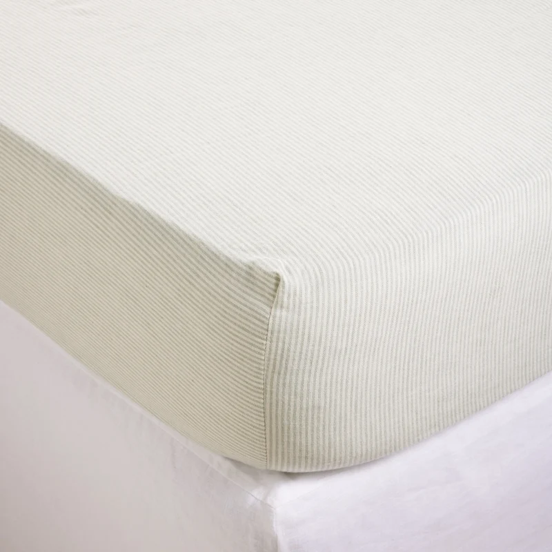 Drap Housse FINEA ivoire et vert de gris