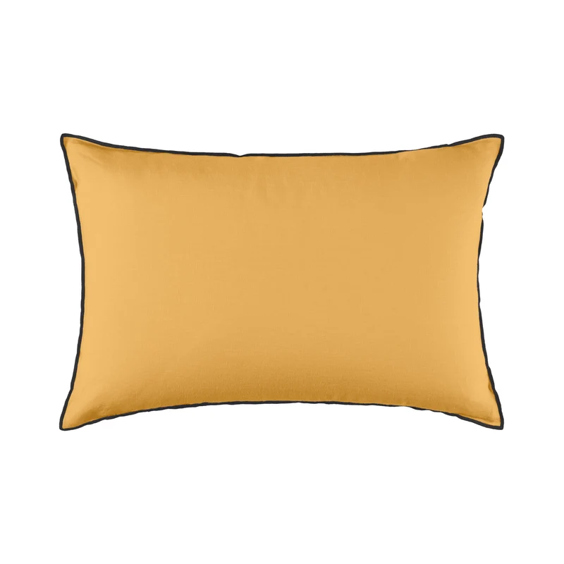 Housse de coussin CARLINA ocre et bourdon noir