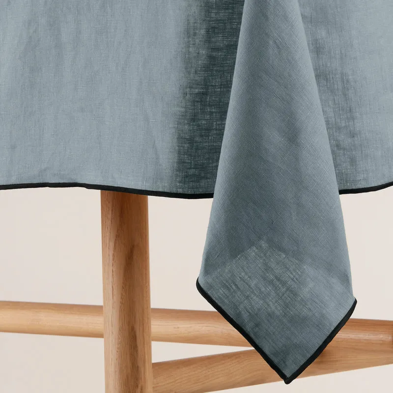 Nappe carrée CARLINA vert de gris et bourdon noir