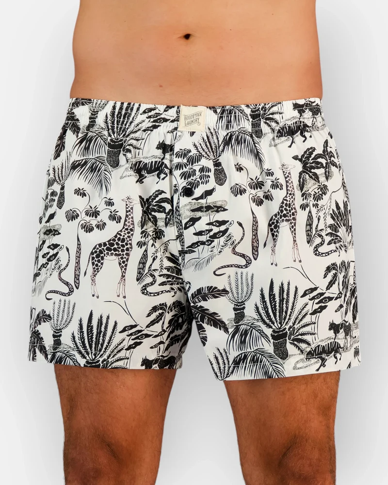 Men's Boxer Shorts - Mono Safari Black