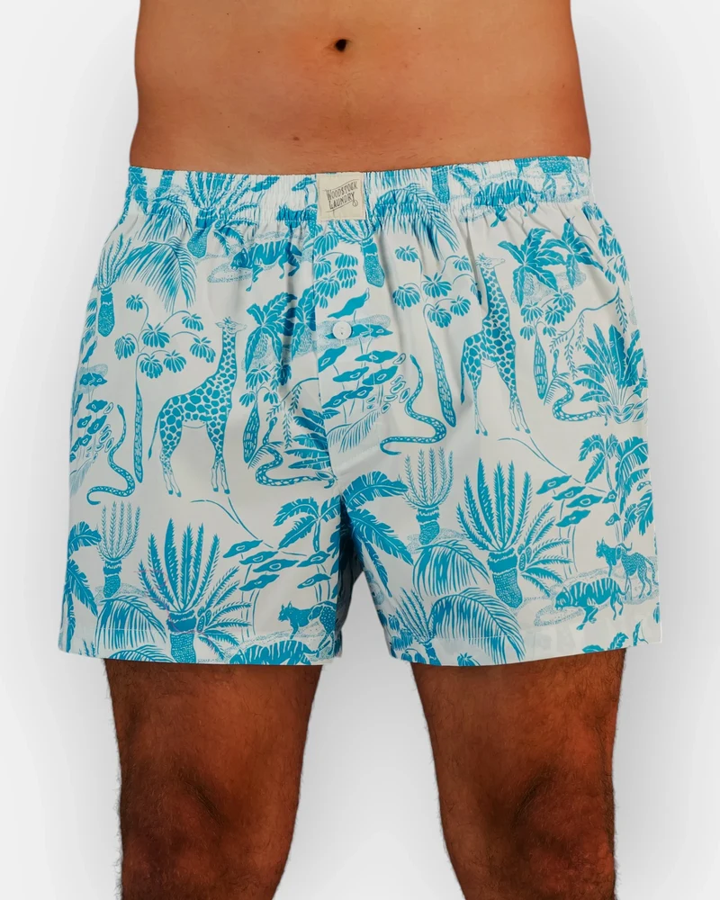 Men's Boxer Shorts - Mono Safari Blue