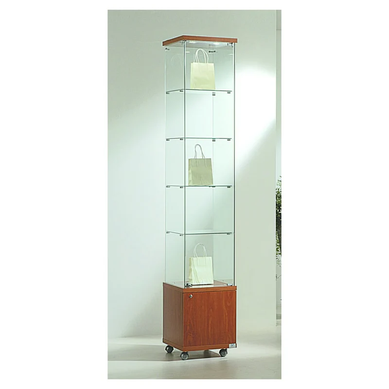 Casa Padrino Luxus Ladenvitrine 40 x 40 cm H. 220 cm mit 2 LED-Spots mit Unterschrank - Ladeneinrichtung - Boutique Möbel - Made in Italy