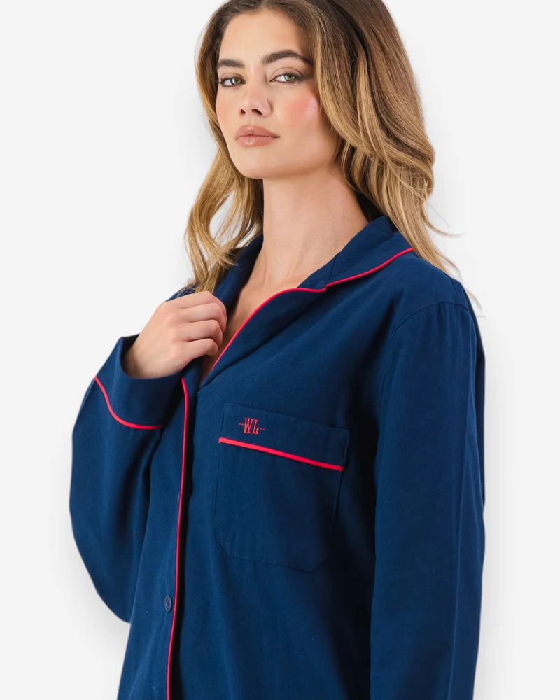 Women's Flannel Pyjamas – Dark Navy