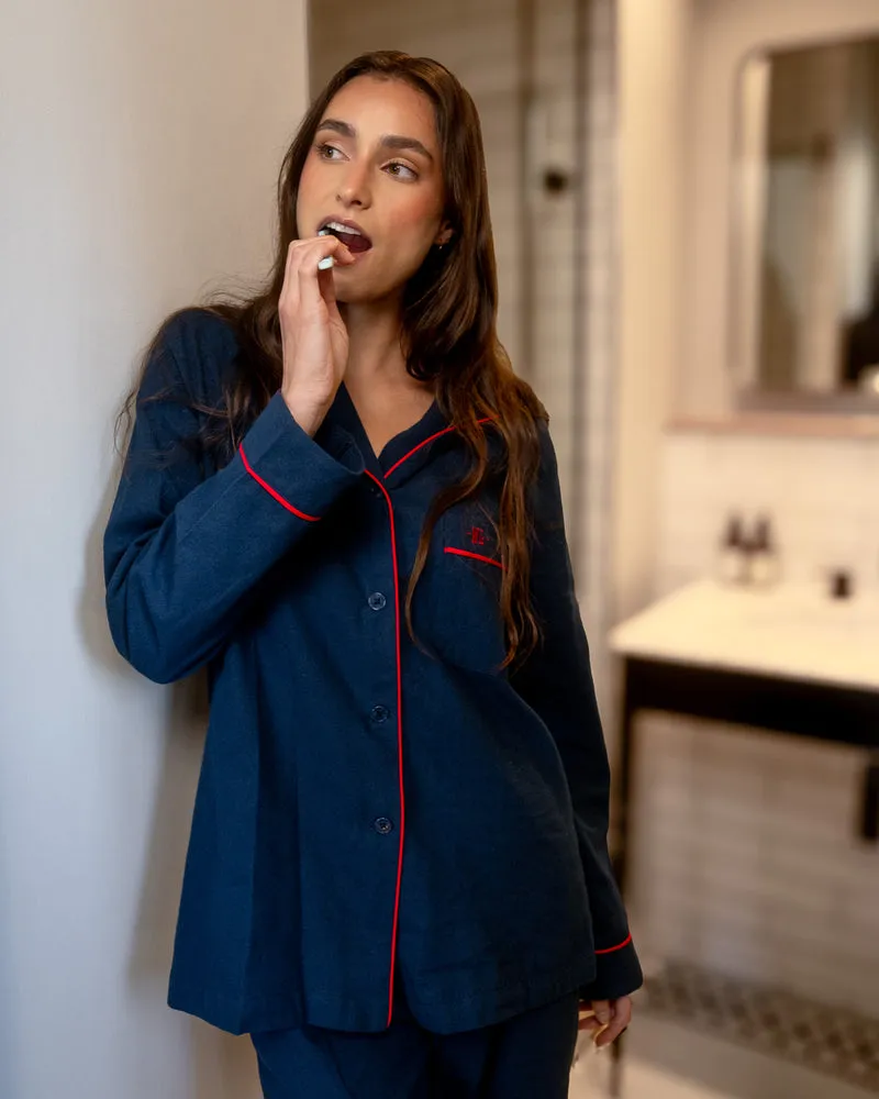 Women's Flannel Pyjamas – Dark Navy