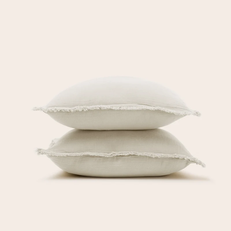 Lot de 2 taies d'oreiller LOU ficelle
