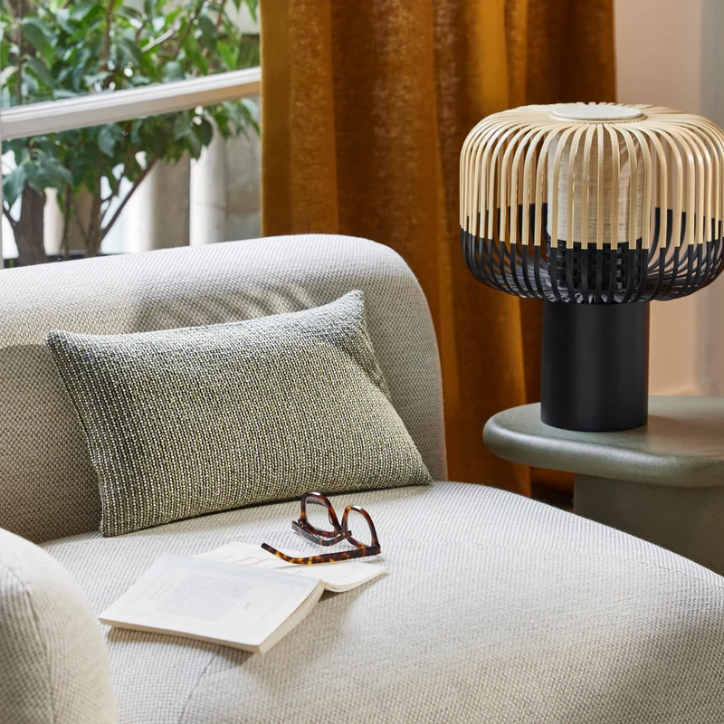 Housse de coussin TEORA vert et ivoire