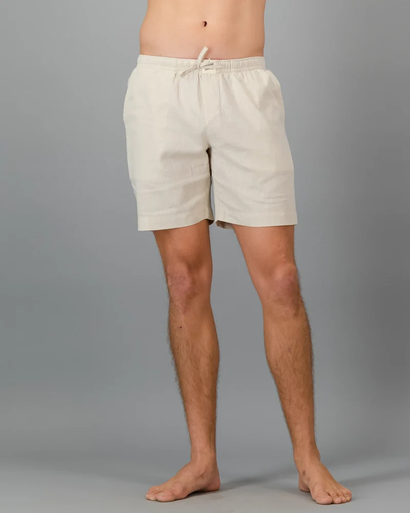 Men's Beige Linen Shorts - Sand
