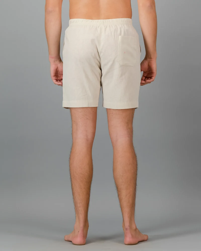 Men's Beige Linen Shorts - Sand