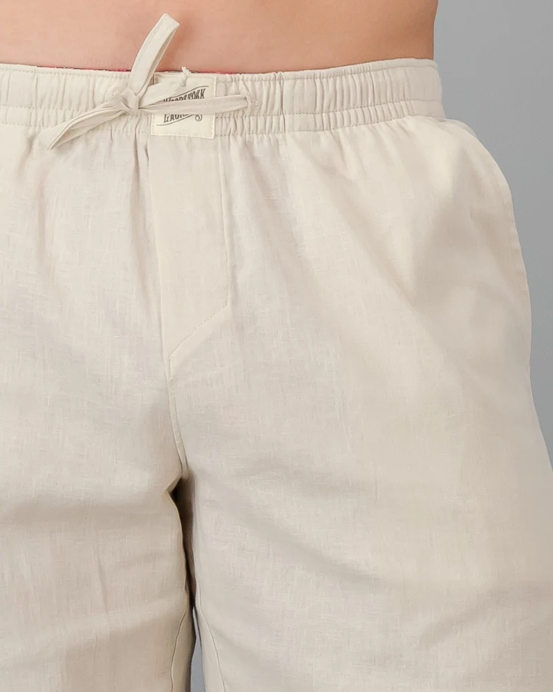 Men's Beige Linen Shorts - Sand