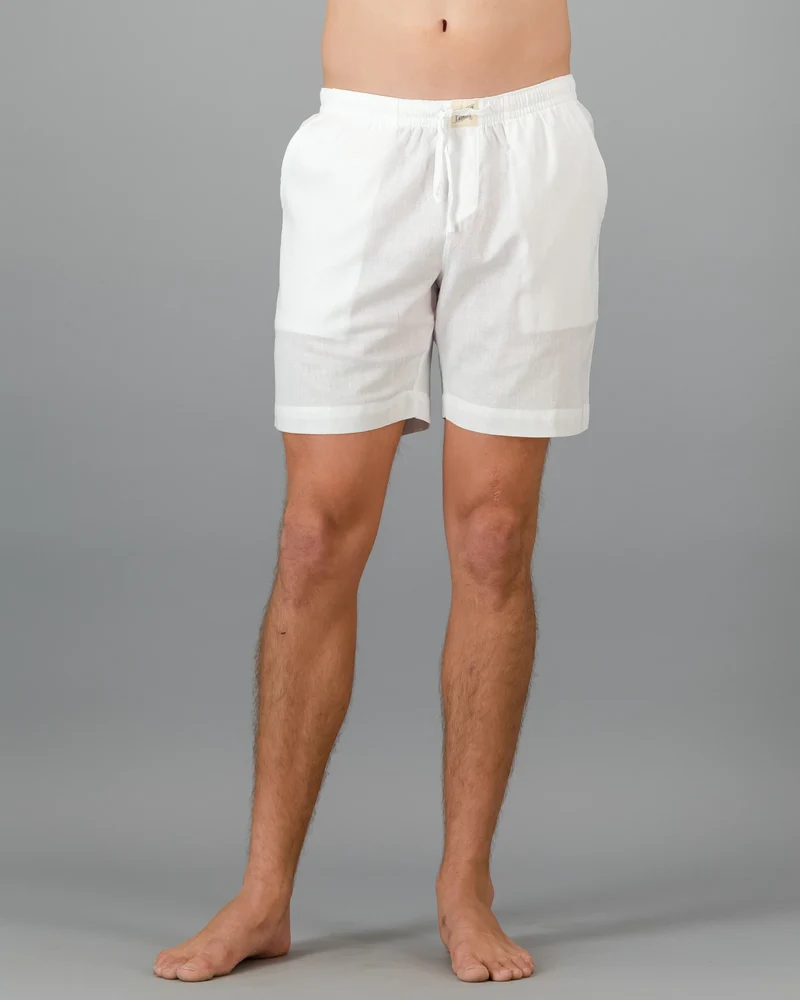 Men's White Linen Shorts