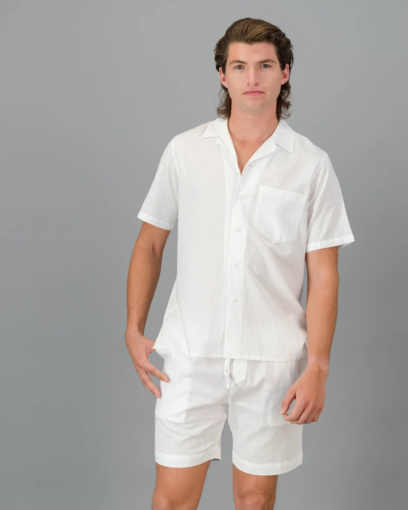 Men's White Linen Shorts