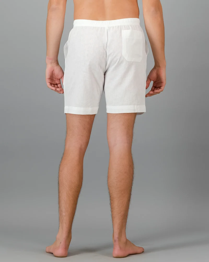Men's White Linen Shorts
