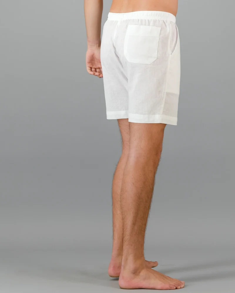 Men's White Linen Shorts