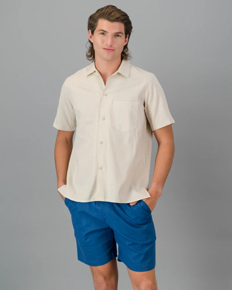 Men's Blue Linen Shorts - Denim Blue