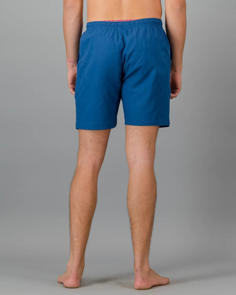 Men's Blue Linen Shorts - Denim Blue