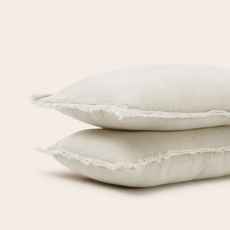 Lot de 2 taies d'oreiller LOU ficelle