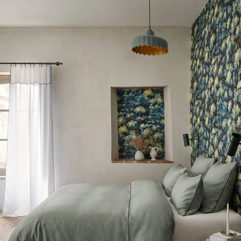 Housse de couette CARLINA tilleul et bourdon noir