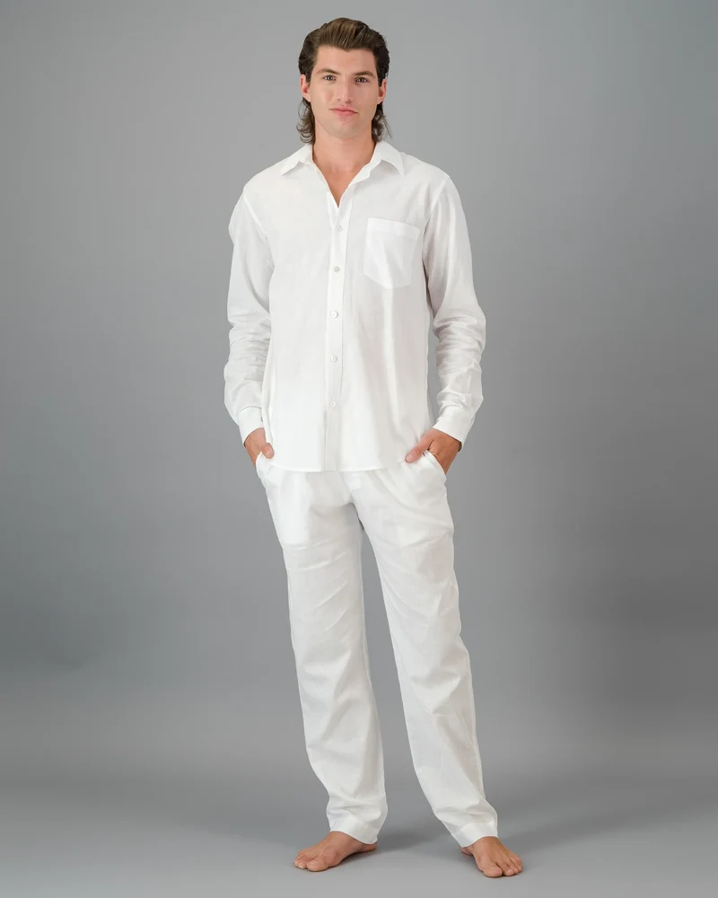 Men's White Linen Pants