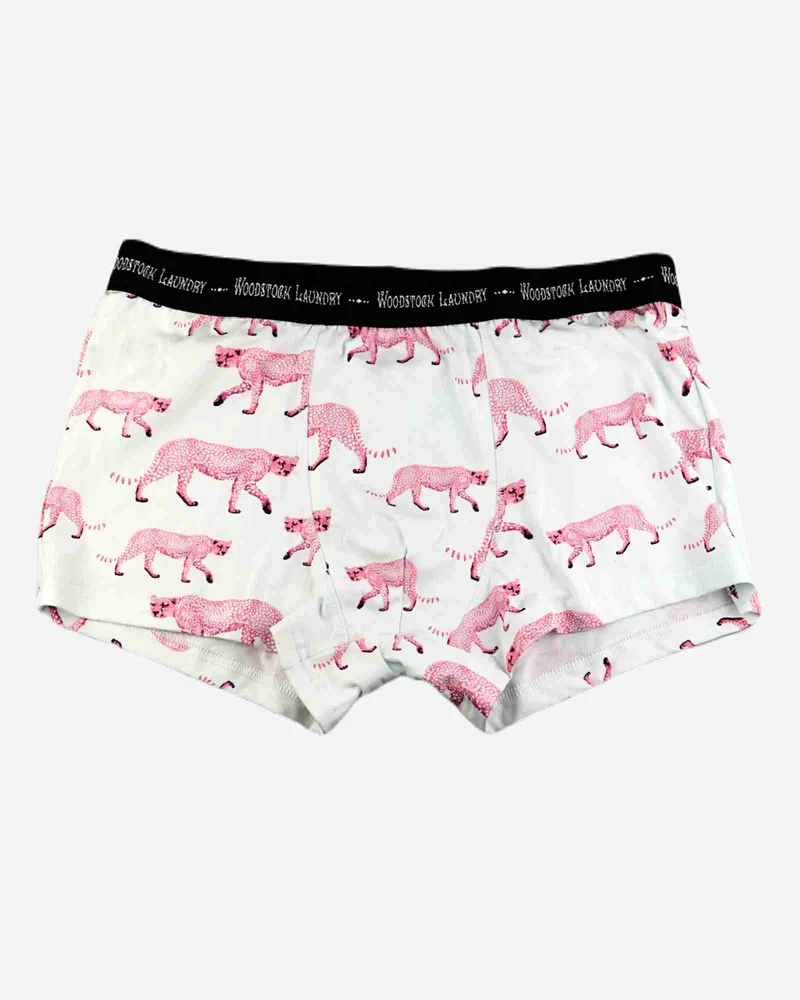 Men's White Boxer Briefs - Pink Cheetah