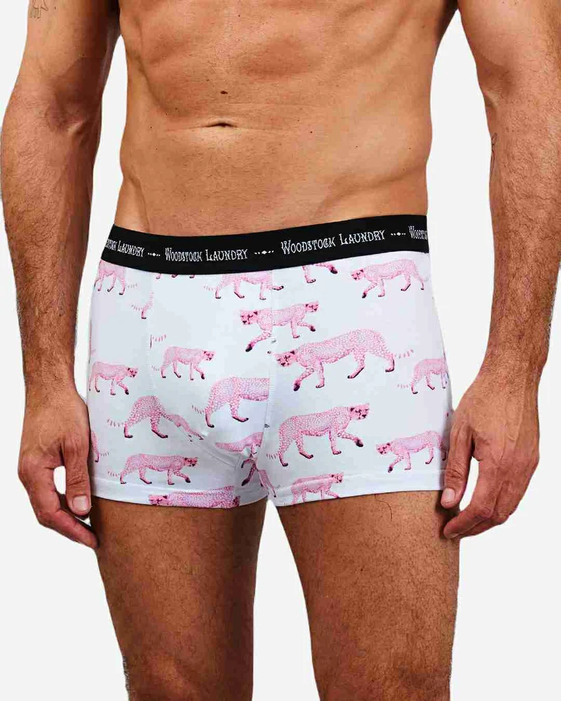 Men's White Boxer Briefs - Pink Cheetah