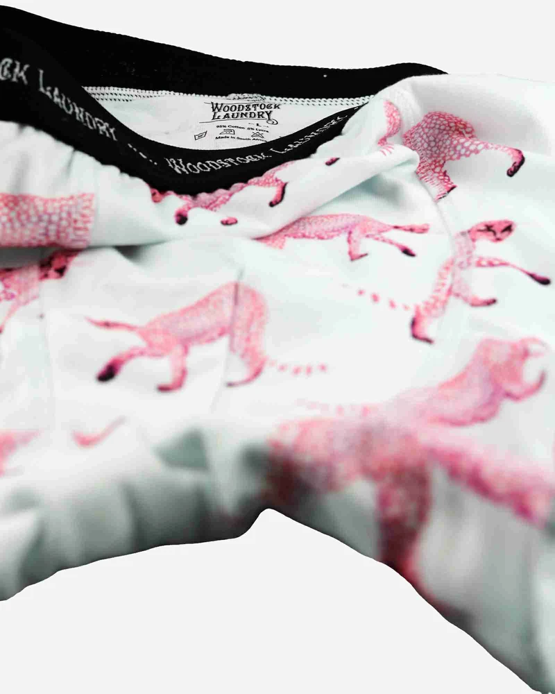 Men's White Boxer Briefs - Pink Cheetah