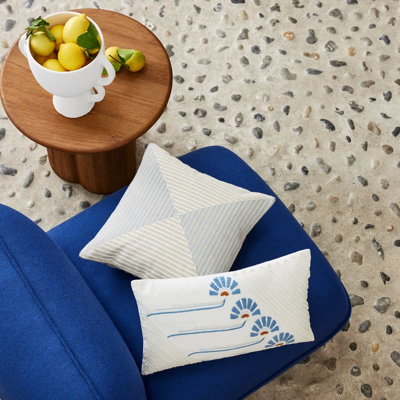 Housse de coussin JHULIO naturel et bleuté