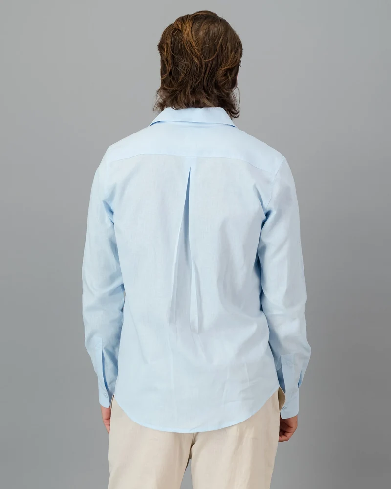 Men's light blue linen shirt - long sleeve - Sky Blue