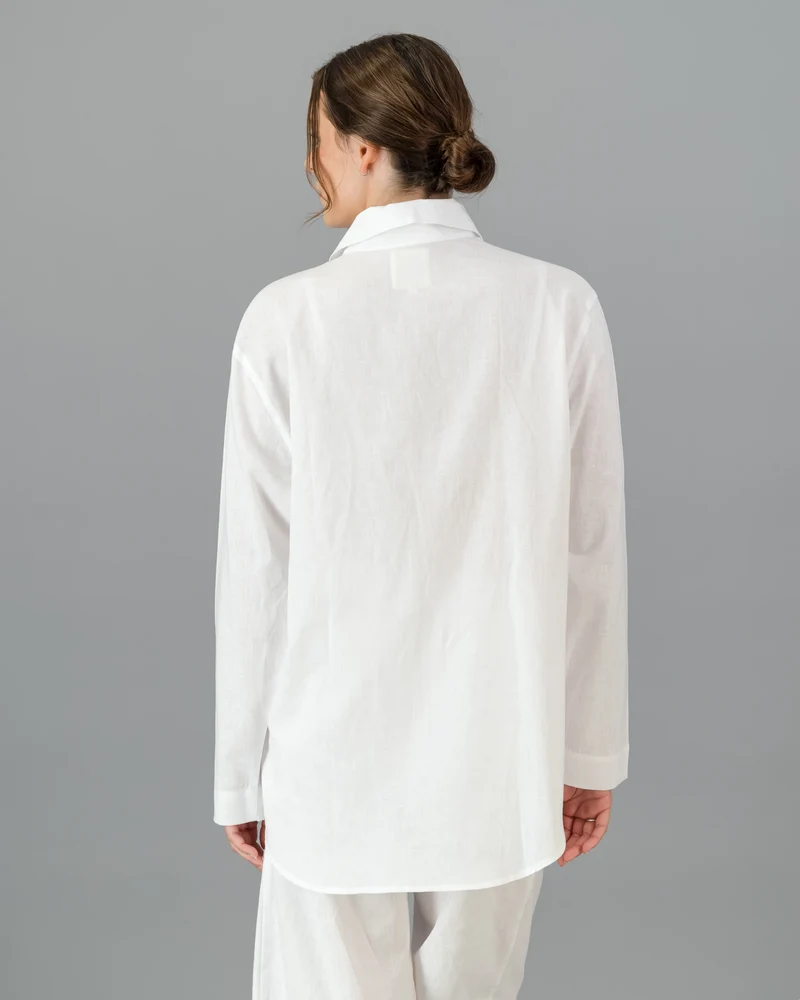 Women's White Linen Shirt - Oversized