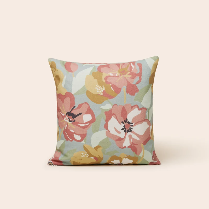 Housse de coussin ADELISE céladon et terracotta