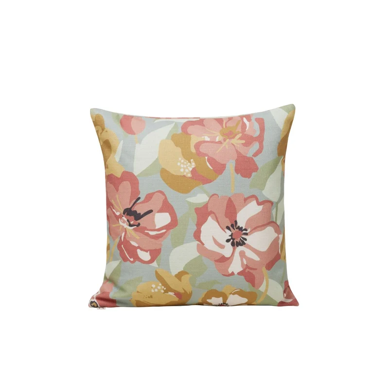 Housse de coussin ADELISE céladon et terracotta