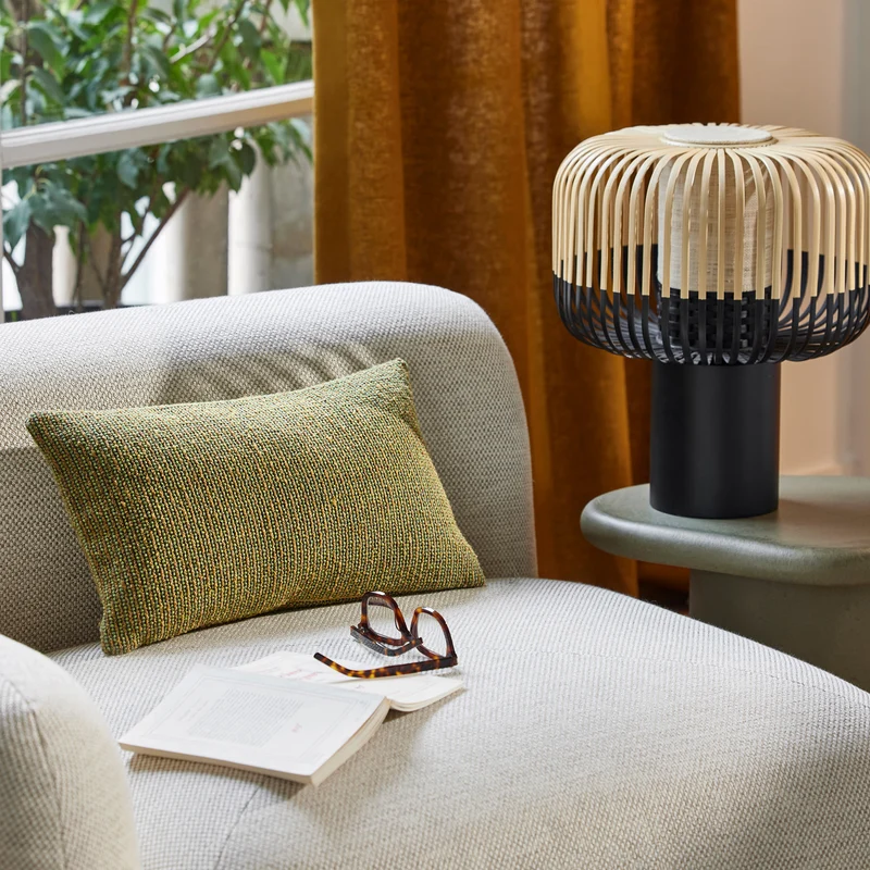 Housse de coussin TEORA vert et moutarde