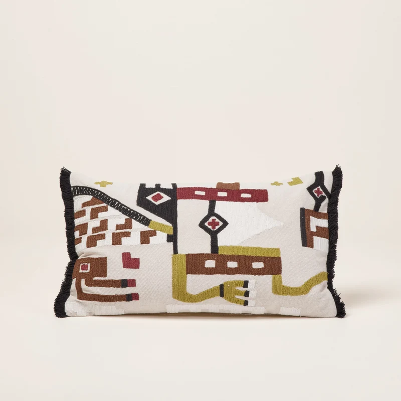 Housse de coussin HAZCAS naturel et sangria