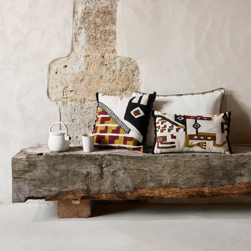 Housse de coussin HAZCAS naturel et sangria