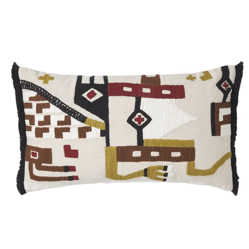 Housse de coussin HAZCAS naturel et sangria