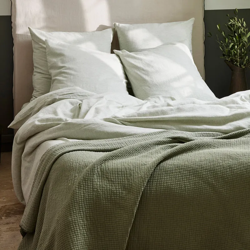 Housse de couette FINEA ivoire et vert de gris
