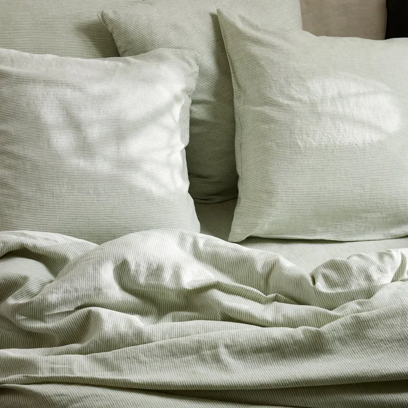 Housse de couette FINEA ivoire et vert de gris