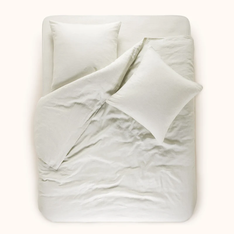 Housse de couette FINEA ivoire et vert de gris