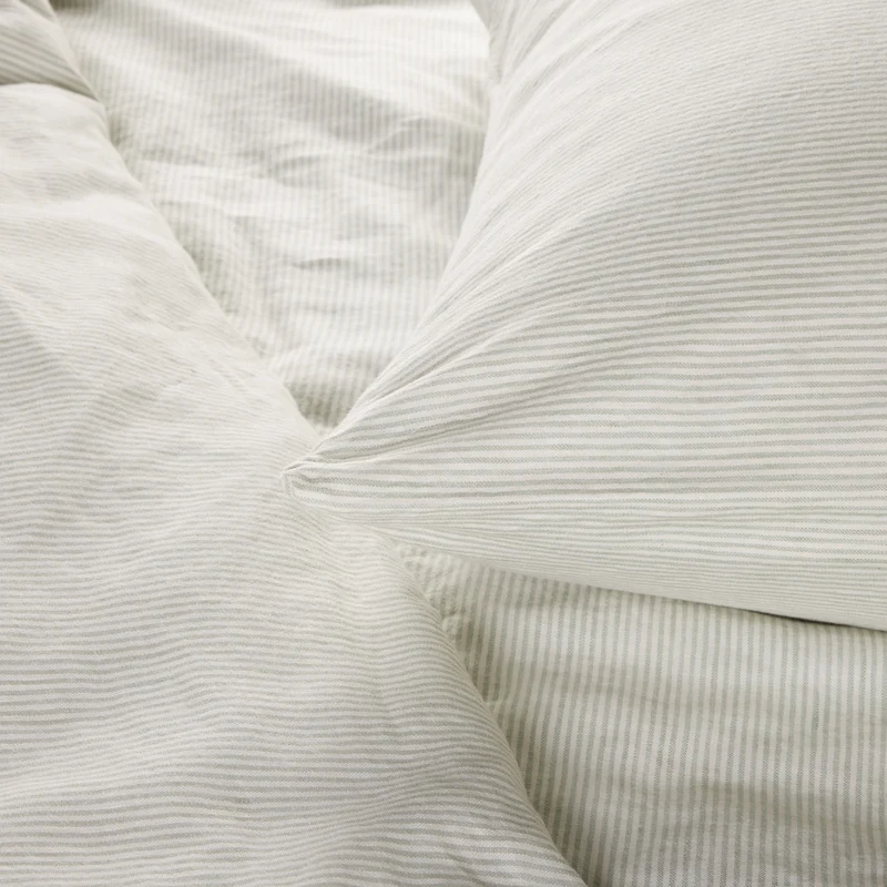 Housse de couette FINEA ivoire et vert de gris