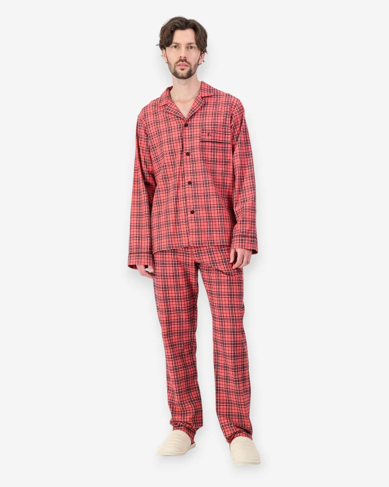 Men's Flannel Pyjamas - Camden Red