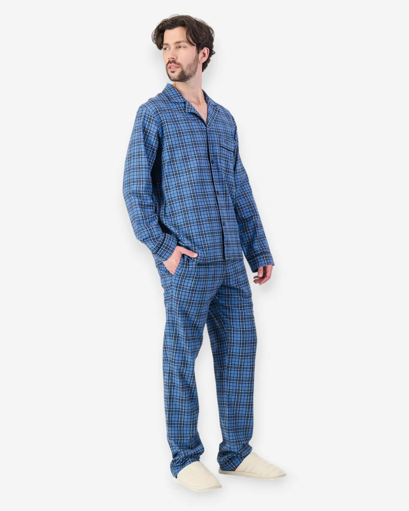 Men's Flannel Pyjamas - Camden Blue