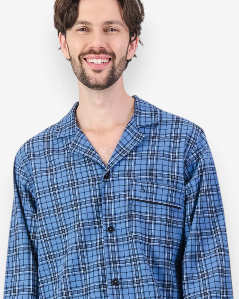 Men's Flannel Pyjamas - Camden Blue