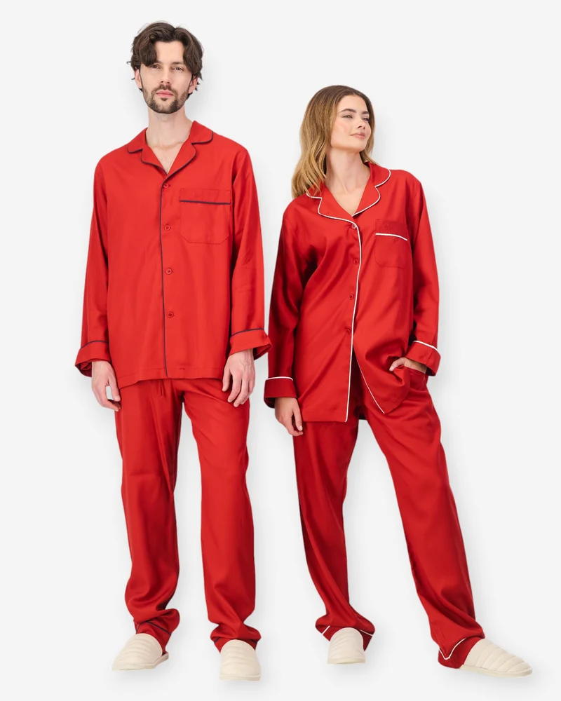 Red TENCEL™ Couples Pyjamas